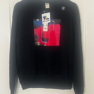 KAWS + Warhol Black Crewneck Sweater with Red Graphic